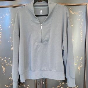 LOFT Lou & Grey Heather Greenish Gray v-neck zip sweatshirt size XL